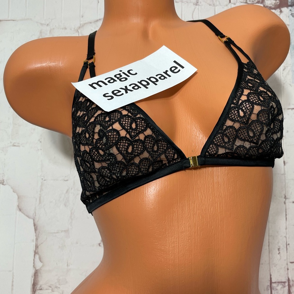 VS XS VERY SEXY BRALETTE BRA EMBROIDERY APPLIQUÉ HEARTS